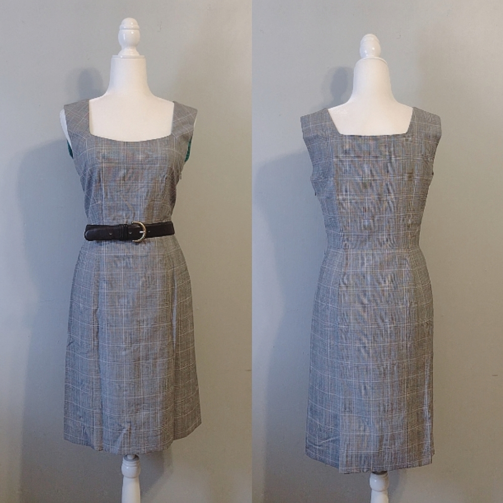 Tahari | Plaid Sleeveless Midi Dress